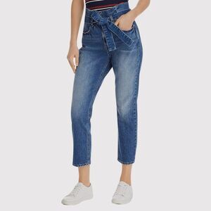 FRAME Womens Jeans Blue Myrtle Denim Paperbag High Rise Belted Stretch Size 26